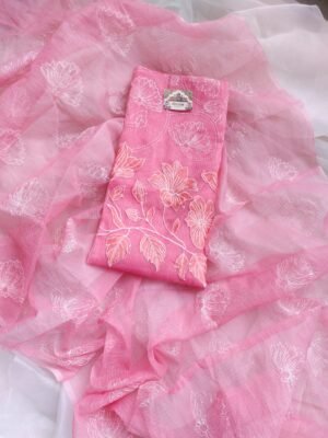 Kota Doria delicate embroidery work suit set