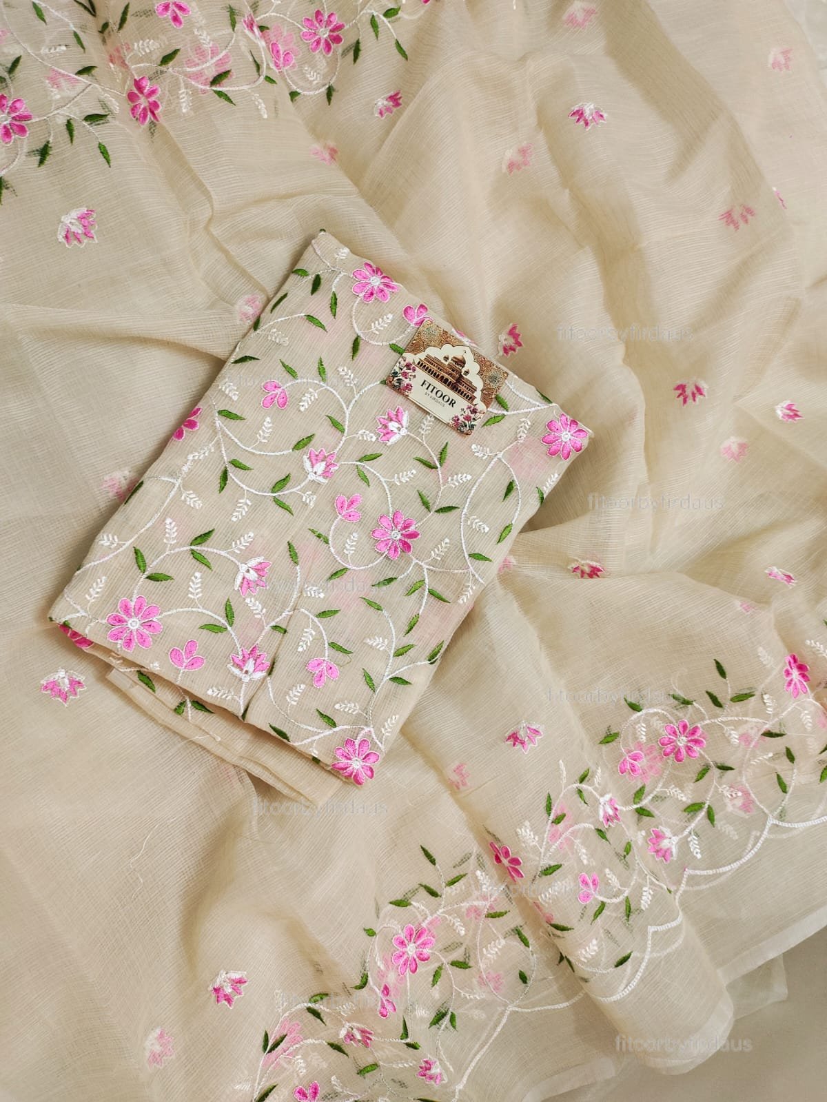 Kota Doria delicate embroidery work suit set - Image 2