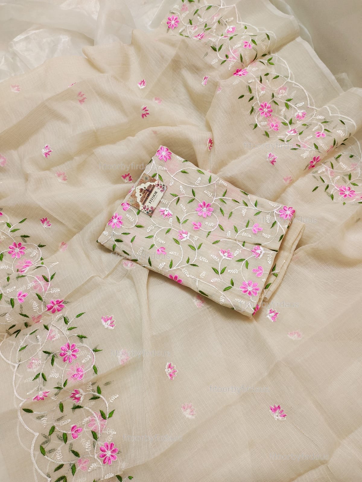 Kota Doria delicate embroidery work suit set