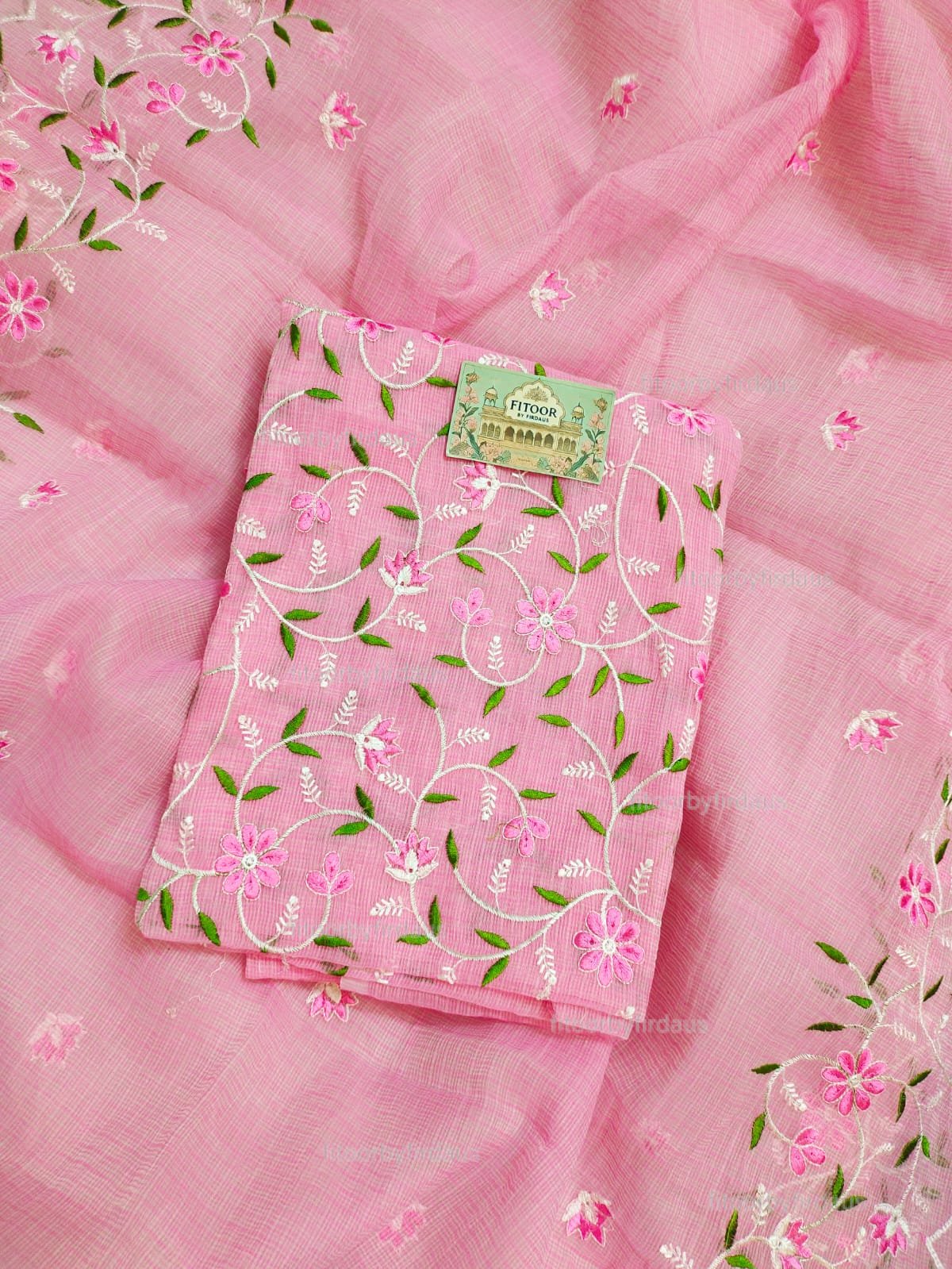 Kota Doria delicate embroidery work suit set - Image 2