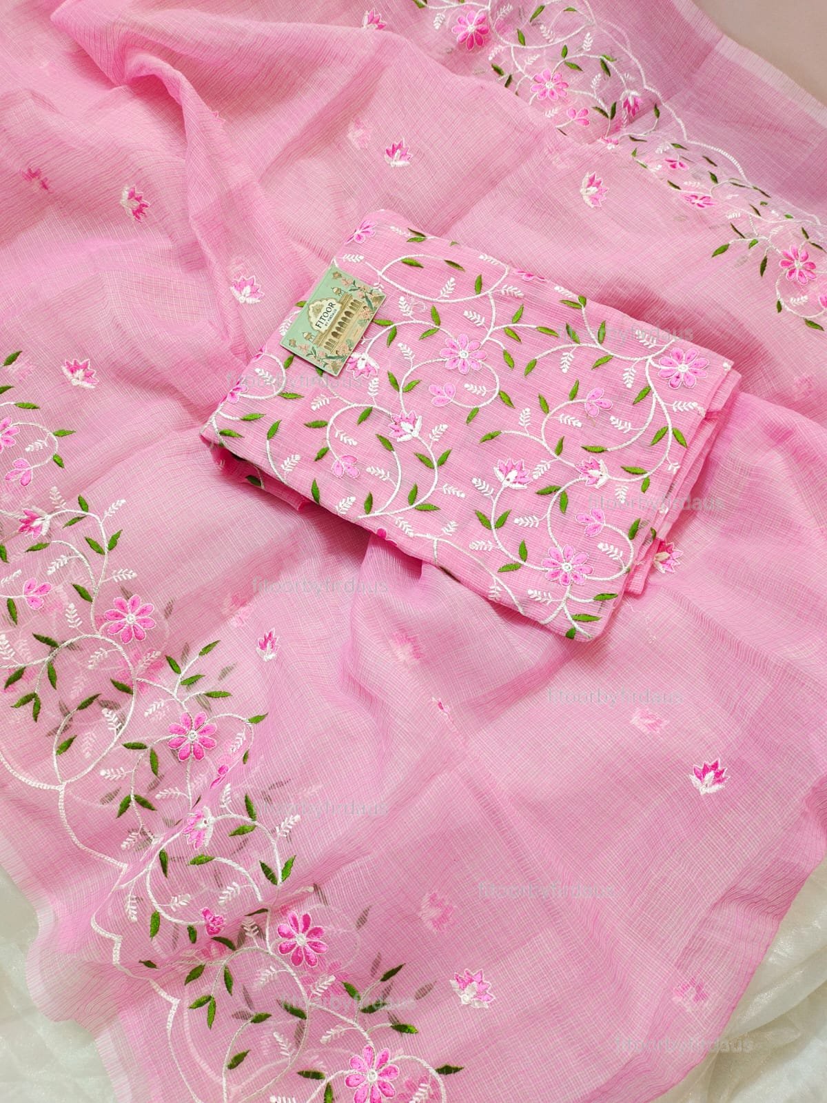 Kota Doria delicate embroidery work suit set