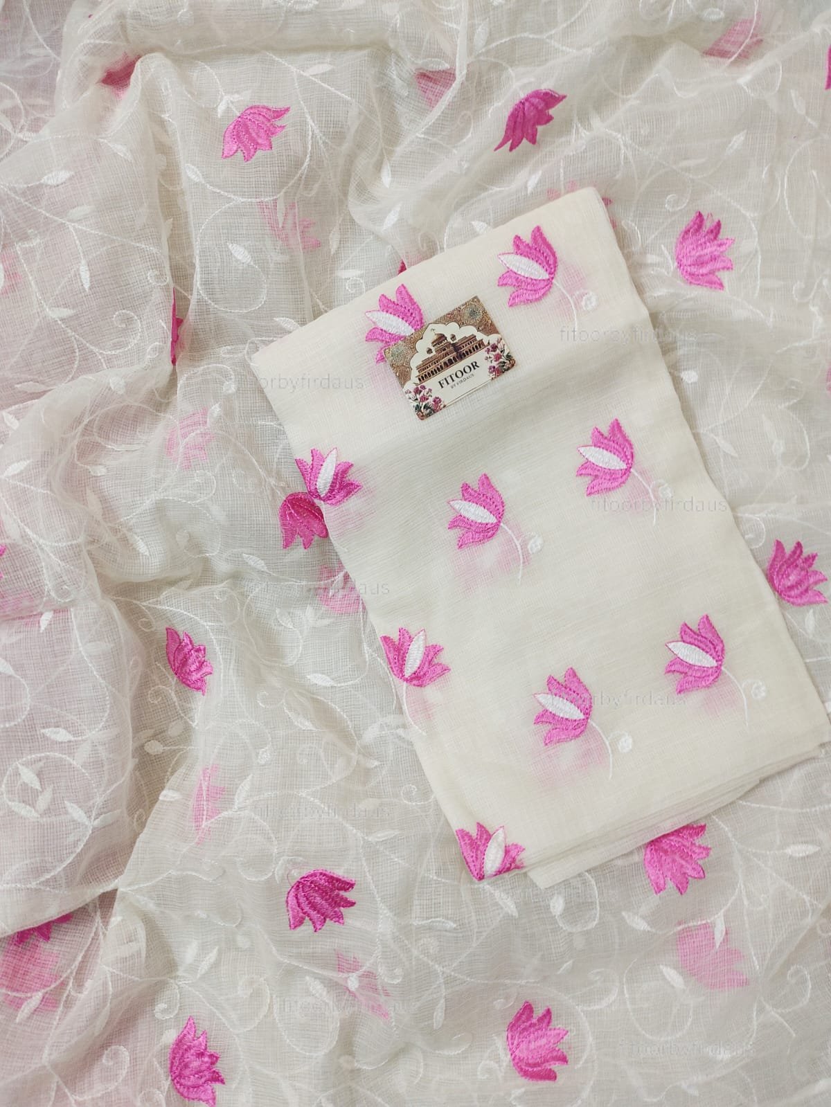 Kota Doria delicate embroidery work suit set - Image 3