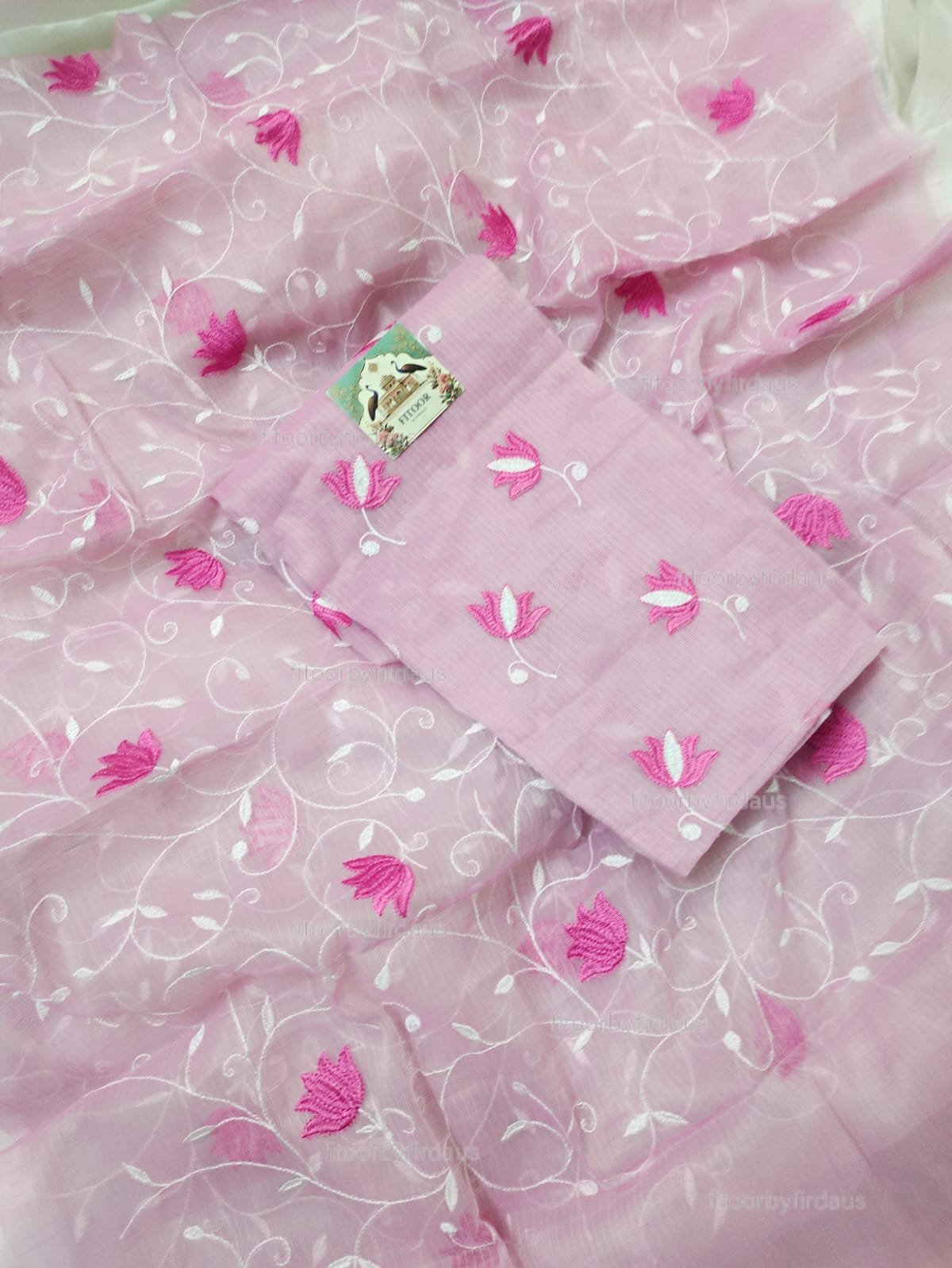 Kota Doria delicate embroidery work suit set