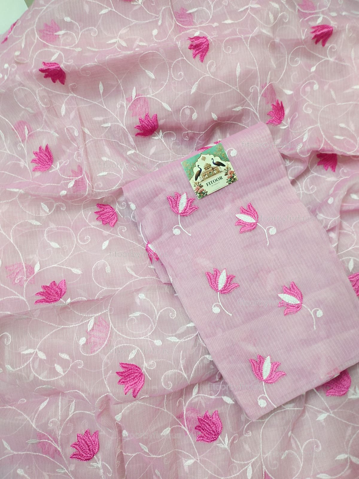 Kota Doria delicate embroidery work suit set - Image 3