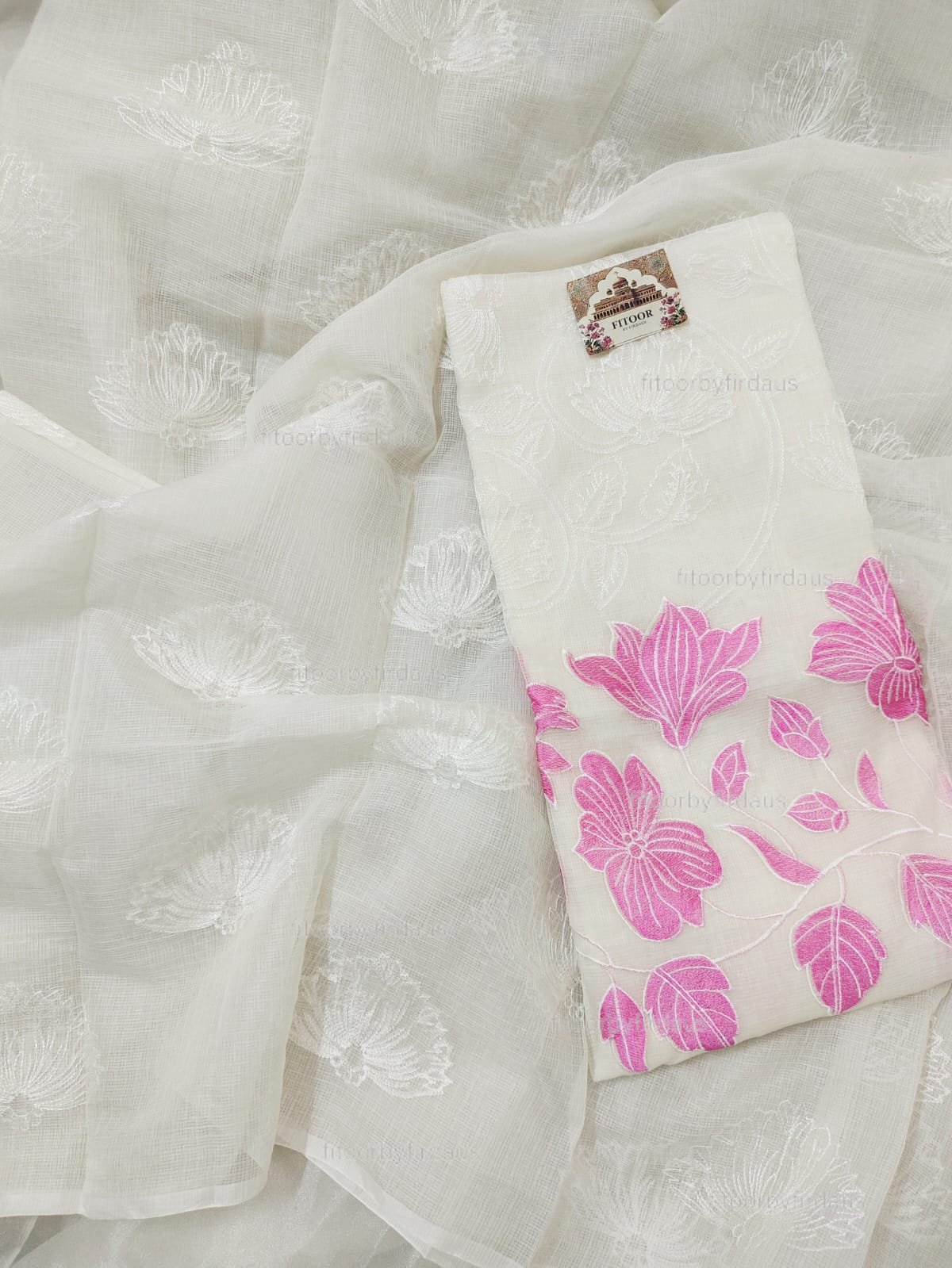 Kota Doria delicate embroidery work suit set - Image 2