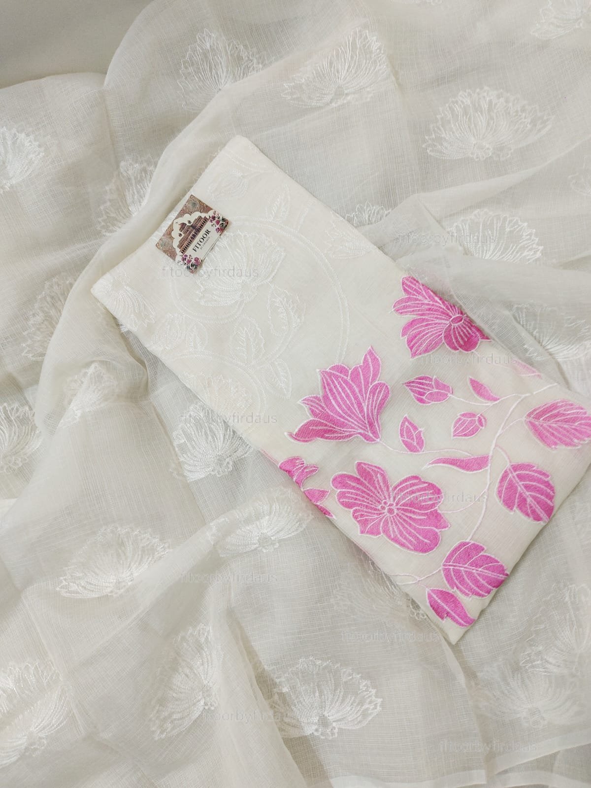 Kota Doria delicate embroidery work suit set - Image 3